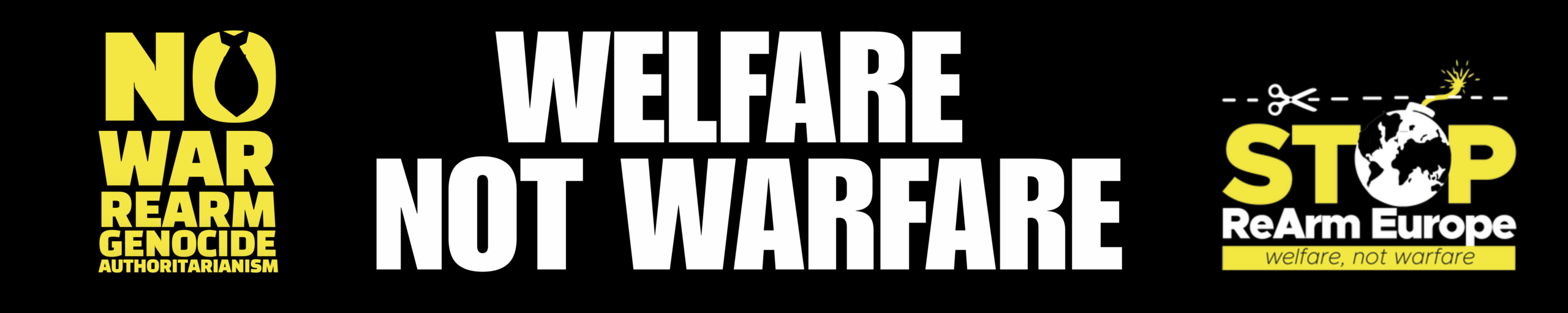 BANNER_Welfare Not Warfare _Black (1x5 m)